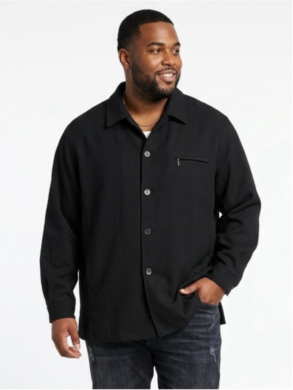 Men's Signature Carrington Men’s Black Lightweight Shirt Jacket Shacket Size 3XT